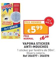 Promotions Vapona sticker anti-mouches - Vapona - Valide de 12/06/2024 à 17/06/2024 chez Trafic