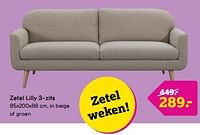 Promoties Zetel lilly 3-zits - Huismerk - Leen Bakker - Geldig van 10/06/2024 tot 23/06/2024 bij Leen Bakker