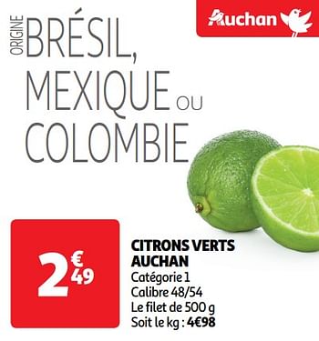 Promoties Citrons verts auchan - Huismerk - Auchan - Geldig van 11/06/2024 tot 16/06/2024 bij Auchan