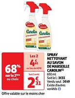 Promoties Spray nettoyant au savon de marseille carolin - Carolin - Geldig van 11/06/2024 tot 16/06/2024 bij Auchan