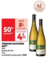 Promoties Touraine sauvignon aop hve secrets de chai - Witte wijnen - Geldig van 11/06/2024 tot 16/06/2024 bij Auchan