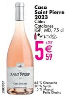 Promoties Casa saint pierre 2023 côtes catalanes igp md - Rosé wijnen - Geldig van 11/06/2024 tot 07/08/2024 bij Cora