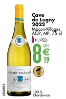 Promoties Cave de lugny 2022 mâcon-villages aop mp - Witte wijnen - Geldig van 11/06/2024 tot 07/08/2024 bij Cora