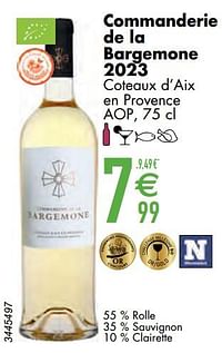 Commanderie de la bargemone 2023 coteaux d’aix en provence aop-Witte wijnen