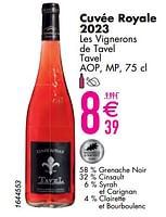 Promoties Cuvée royale 2023 les vignerons de tavel tavel aop mp - Rosé wijnen - Geldig van 11/06/2024 tot 07/08/2024 bij Cora