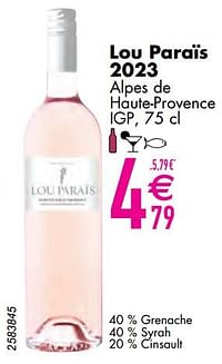 Lou paraïs 2023 alpes de haute-provence igp-Rosé wijnen