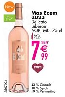 Promoties Mas edem 2023 delicato luberon aop md - Rosé wijnen - Geldig van 11/06/2024 tot 07/08/2024 bij Cora
