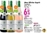 Promoties Mas olivier esprit faugères igp - Rode wijnen - Geldig van 11/06/2024 tot 07/08/2024 bij Cora