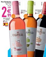 Promoties Tres carabelas la mancha do - Rosé wijnen - Geldig van 11/06/2024 tot 07/08/2024 bij Cora