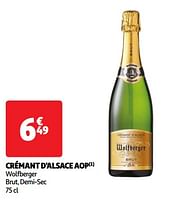 Promoties Crémant d`alsace aop wolfberger - Schuimwijnen - Geldig van 11/06/2024 tot 17/06/2024 bij Auchan