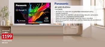 Promoties Panasonic 4k uhd oled-tv tx48mz800e - Panasonic - Geldig van 31/05/2024 tot 30/06/2024 bij Selexion