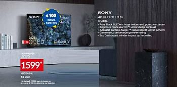 Promoties Sony 4k uhd oled tv xr55a84l - Sony - Geldig van 31/05/2024 tot 30/06/2024 bij Selexion