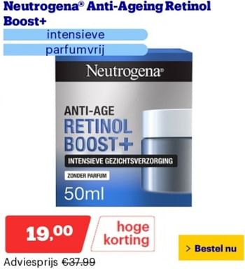 Promoties Neutrogena anti-ageing retinol boost+ - Neutrogena - Geldig van 10/06/2024 tot 16/06/2024 bij Bol.com