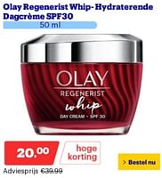 Promoties Olay regenerist whip- hydraterende dagcrème spf30 - Olay - Geldig van 10/06/2024 tot 16/06/2024 bij Bol.com