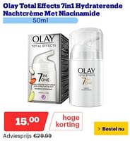 Promoties Olay total effects 7in1 hydraterende nachtcrème met niacinamide - Olay - Geldig van 10/06/2024 tot 16/06/2024 bij Bol.com