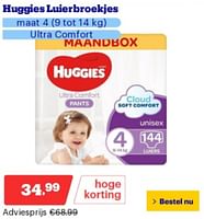 Promoties Huggies luierbroekjes maat 4 ultra comfort - Huggies - Geldig van 10/06/2024 tot 16/06/2024 bij Bol.com