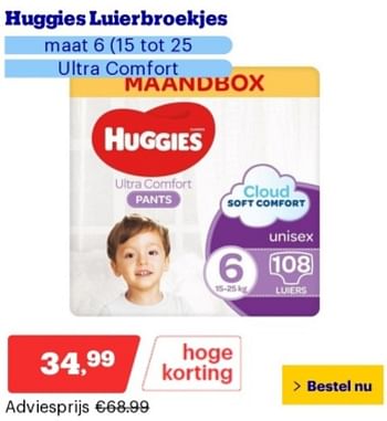 Promoties Huggies luierbroekjes maat 6 ultra comfort - Huggies - Geldig van 10/06/2024 tot 16/06/2024 bij Bol.com