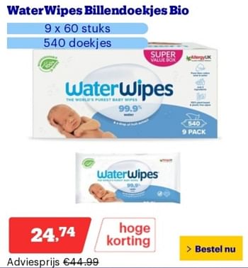 Promoties Waterwipes billendoekjes - WaterWipes - Geldig van 10/06/2024 tot 16/06/2024 bij Bol.com