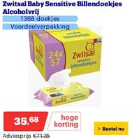 Promoties Zwitsal baby sensitive billendoekjes alcoholvrij - Zwitsal - Geldig van 10/06/2024 tot 16/06/2024 bij Bol.com