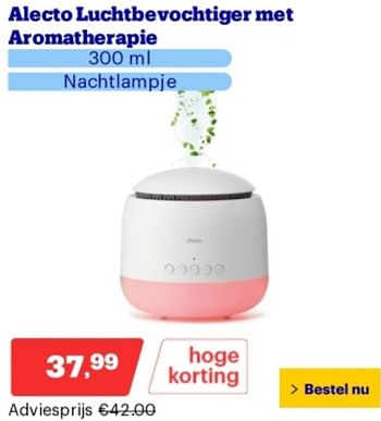 Promoties Alecto luchtbevochtiger met aromatherapie - Alecto - Geldig van 10/06/2024 tot 16/06/2024 bij Bol.com
