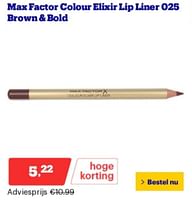 Promoties Max factor colour elixir lip liner 025 brown + bold - Max Factor - Geldig van 10/06/2024 tot 16/06/2024 bij Bol.com