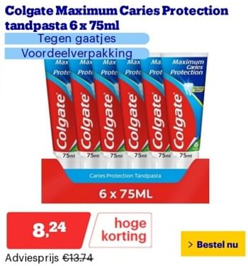 Promoties Colgate maximum caries protection tandpasta - Colgate - Geldig van 10/06/2024 tot 16/06/2024 bij Bol.com