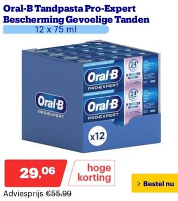 Promoties Oral-b tandpasta pro-expert bescherming gevoelige tanden - Oral-B - Geldig van 10/06/2024 tot 16/06/2024 bij Bol.com