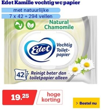 Promoties Edet kamille vochtig wc papier - Edet - Geldig van 10/06/2024 tot 16/06/2024 bij Bol.com