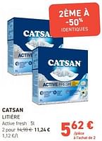 Promotions Catsan litière active fresh - Catsan - Valide de 12/06/2024 à 23/06/2024 chez Tom&Co