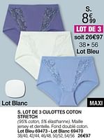 Promotions Lot de 3 culottes coton stretch - Produit Maison - Damart - Valide de 01/06/2024 à 16/06/2024 chez Damart