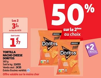 Promoties Tortilla nacho cheese doritos - Doritos - Geldig van 11/06/2024 tot 17/06/2024 bij Auchan