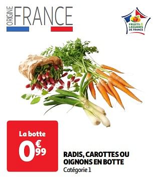 Promoties Radis, carottes ou oignons en botte - Huismerk - Auchan - Geldig van 11/06/2024 tot 17/06/2024 bij Auchan