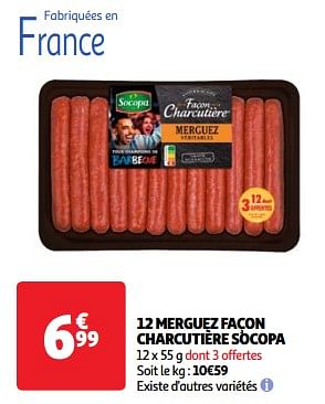 Promoties 12 merguez façon charcutière socopa - Socopa - Geldig van 11/06/2024 tot 17/06/2024 bij Auchan