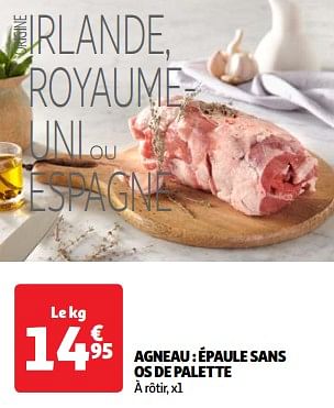 Promoties Agneau épaule sans os de palette - Huismerk - Auchan - Geldig van 11/06/2024 tot 17/06/2024 bij Auchan