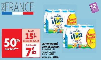 Promoties Lait vitaminé viva de candia - CANDIA - Geldig van 11/06/2024 tot 17/06/2024 bij Auchan