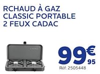 Promotions Rchaud à gaz classic portable 2 feux cadac - Produit maison - Auto 5  - Valide de 05/06/2024 à 20/08/2024 chez Auto 5