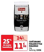 Promoties Café grains italian style malongo - Malongo - Geldig van 11/06/2024 tot 17/06/2024 bij Auchan