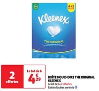 Promoties Boîte mouchoirs the original kleenex - Kleenex - Geldig van 11/06/2024 tot 17/06/2024 bij Auchan