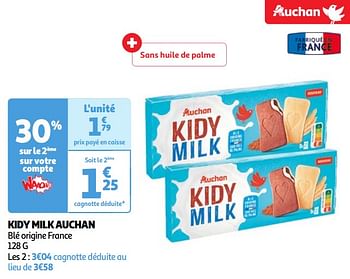Promoties Kidy milk auchan - Huismerk - Auchan - Geldig van 11/06/2024 tot 17/06/2024 bij Auchan