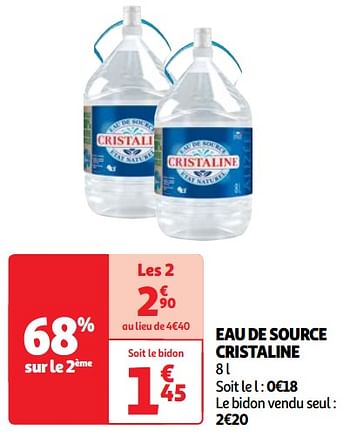 Promoties Eau de source cristaline - Cristaline - Geldig van 11/06/2024 tot 17/06/2024 bij Auchan