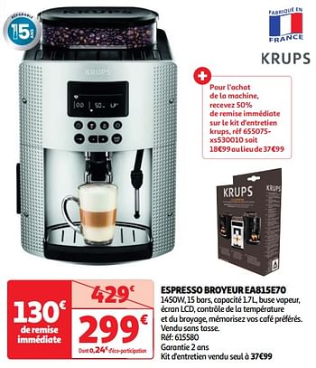 Promoties Krups espresso broyeur ea815e70 - Krups - Geldig van 11/06/2024 tot 17/06/2024 bij Auchan