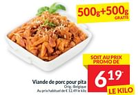 Promotions Viande de porc pour pita - Produit maison - Intermarche - Valide de 11/06/2024 à 16/06/2024 chez Intermarche