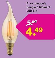 Promotions Ampoule bougie à filament led e14 - Produit maison - Leen Bakker - Valide de 10/06/2024 à 23/06/2024 chez Leen Bakker