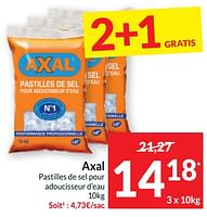 Promotions Axal pastilles de sel pour adoucisseur d’eau - Axal - Valide de 11/06/2024 à 16/06/2024 chez Intermarche