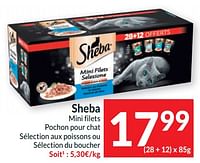 Promotions Sheba mini filets pochon pour chat sélection aux poissons ou sélection du boucher - Sheba - Valide de 11/06/2024 à 16/06/2024 chez Intermarche