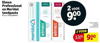 Promoties Elmex tandpasta sensitive - Elmex - Geldig van 11/06/2024 tot 23/06/2024 bij Kruidvat