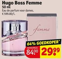 Promoties Hugo boss femme edp - Hugo Boss - Geldig van 11/06/2024 tot 23/06/2024 bij Kruidvat