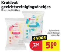 Promoties Reinigingsdoekjes normale gemengde huid - Huismerk - Kruidvat - Geldig van 11/06/2024 tot 23/06/2024 bij Kruidvat