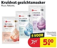 Promoties Tissue mask retinol - Huismerk - Kruidvat - Geldig van 11/06/2024 tot 23/06/2024 bij Kruidvat