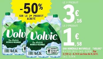 Promotions Eau minérale naturelle volvic - Volvic - Valide de 11/06/2024 à 22/06/2024 chez E.Leclerc